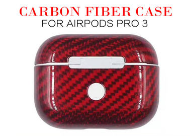 Υπέρ 3 κόκκινη αδιάβροχη 3K περίπτωση Airpods ινών άνθρακα Airpods