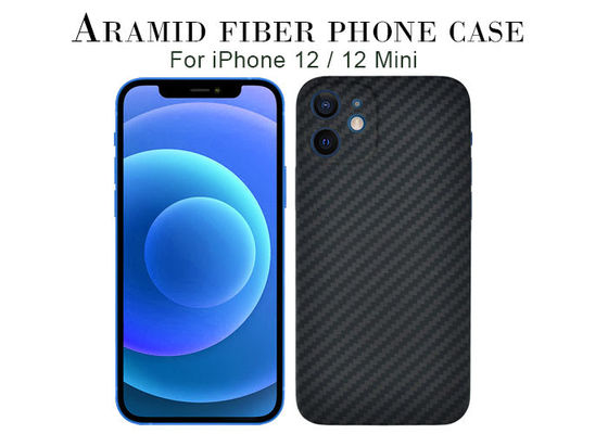 Ανθεκτικό iPhone 12 ινών Aramid γρατσουνιών τηλεφωνική περίπτωση Kevlar περίπτωσης μαύρη