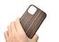 Αντι iPhone 11 δακτυλικών αποτυπωμάτων χαραγμένη ξύλινη τηλεφωνική περίπτωση της Ebony